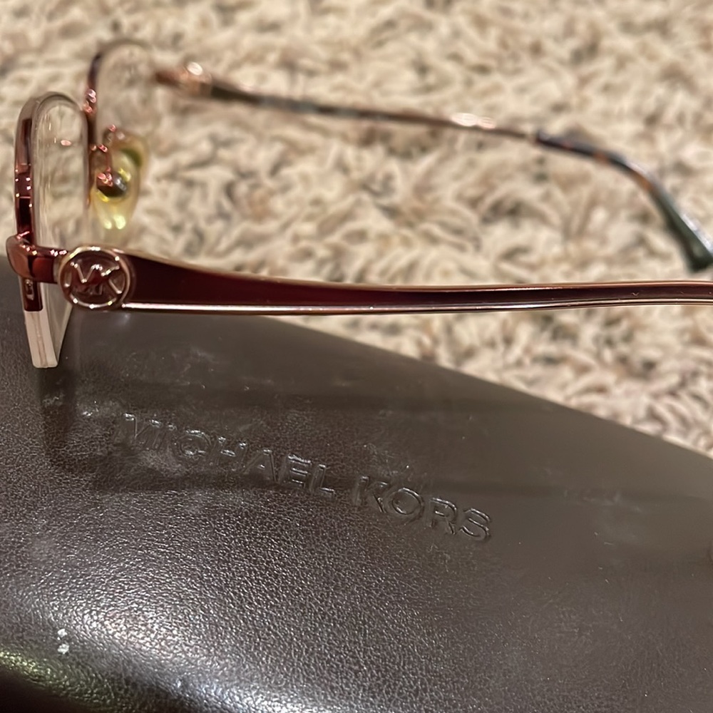 Michael Kors copper/tortoise half-frame eyeglasses with case and cleaning cloth - Picture 5 of 13